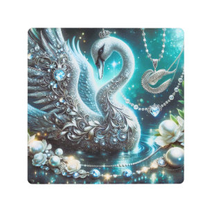 Swan de arte mural metalizado