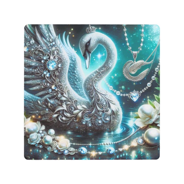 Swan de arte mural metalizado (Anverso)