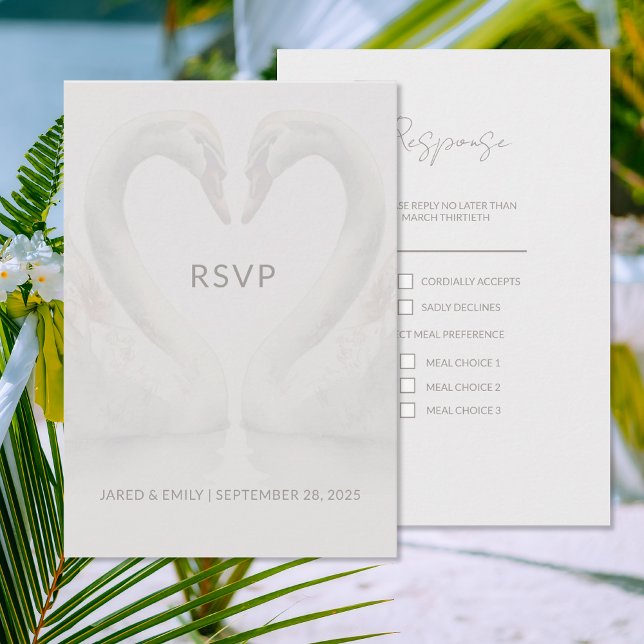 Swan de tarjetas RSVP para la elección de la comid (Subido por el creador)
