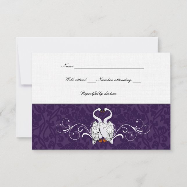 Swans Damask Purple Brocade rsvp (Anverso)