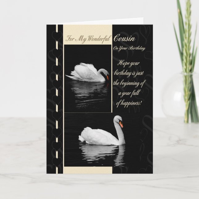 Swans de tarjetas de cumpleaños para primos (Anverso)