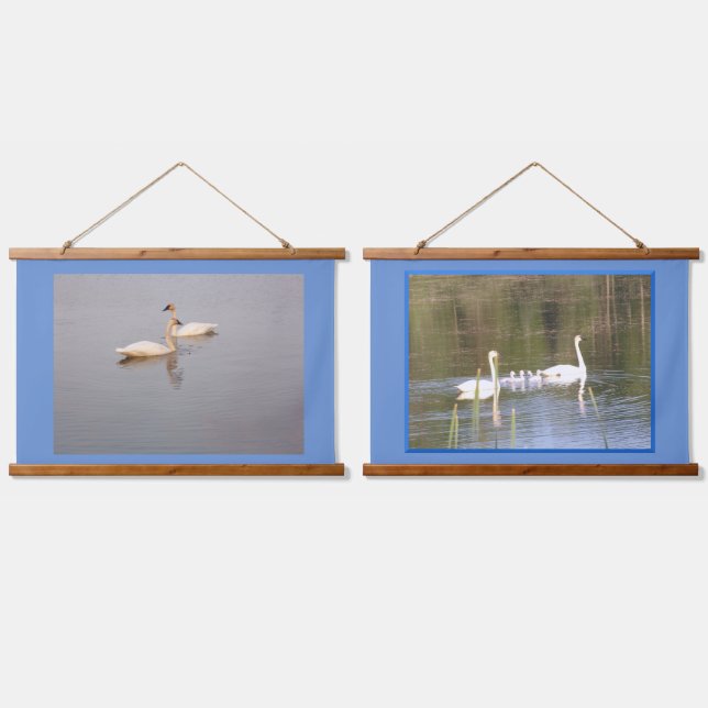 Swans Set de 2 Tapices de Muro de Madera Topadas (Doble)
