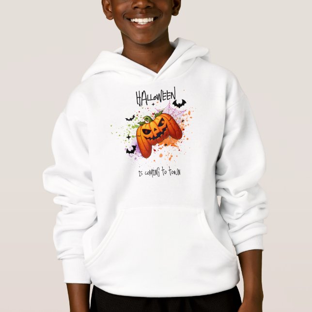 Sweatshirt "HALLOWEEN is coming to town" Pumpkin (Anverso)