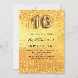 Sweet 16 fiesta purpurina oro gotea invitación a l
