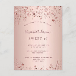 Sweet 16 Invitación de estrellas de oro rosa de 16