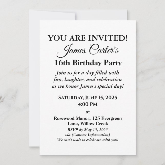 Sweet 16 Splash Bash: Invitación a la fiesta en la (Anverso)