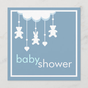 Sweet Baby Boy Blue Mobile Baby Shower Invitación