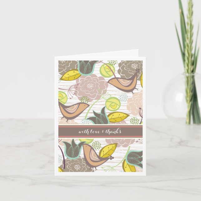 Sweet Birds Floral Garden Gracias tarjeta de foto (Anverso)