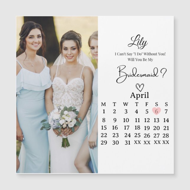 Sweet Bridesmaid Proposal Magnet Card (Anverso)