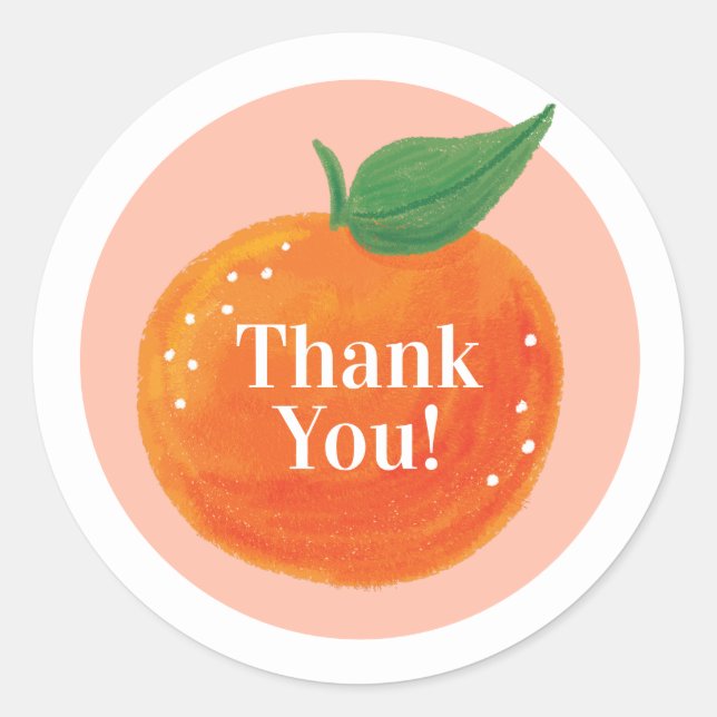 Sweet Citrus Round Gracias Pegatina (Anverso)