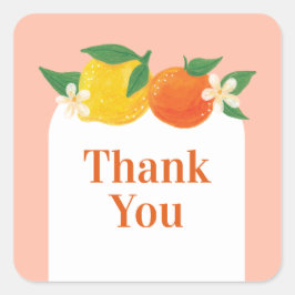 Sweet Citrus Rounded Square Gracias Pegatina