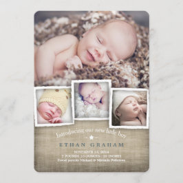 Sweet Country Burlap Baby Boy Anuncio de nacimient