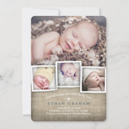 Sweet Country Burlap Baby Boy Anuncio de nacimient