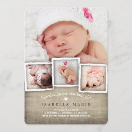 Sweet Country Burlap Baby Girl Anuncio de nacimien