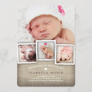 Sweet Country Burlap Baby Girl Anuncio de nacimien