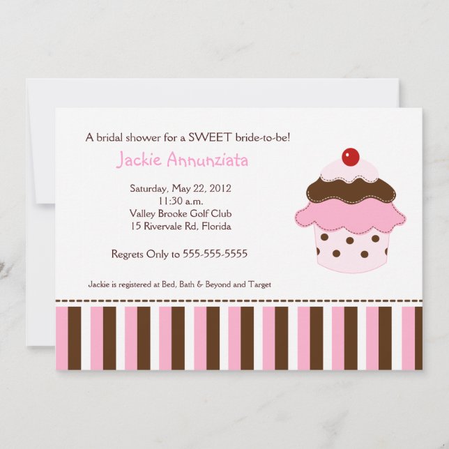 Sweet Cupcake Bridal Shower Invitación (Anverso)