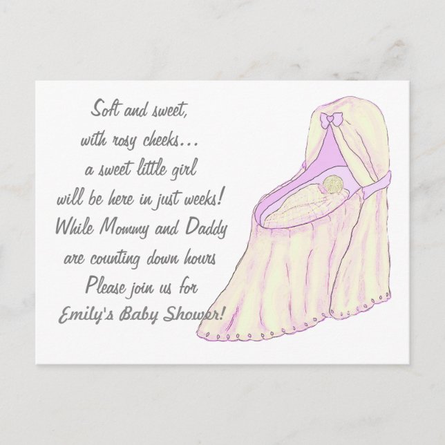 Sweet Dreams Baby Girl Invitaciones a la ducha (Anverso)