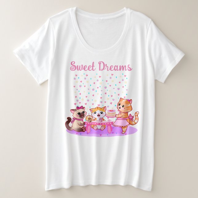 Sweet Dreams Cute Kitties Plus Tamaño Camisas De S (Anverso del diseño)