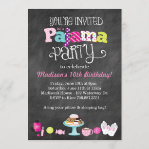 Sweet Dreams Pajama Fiesta Chalkboard Invitación