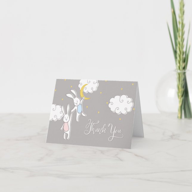 Sweet Dreams Twin Bunny Gracias Tarjeta (Anverso)