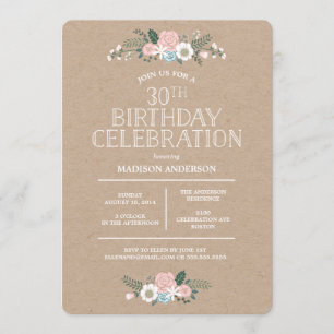 Sweet Floral Kraft   Invitación a la fiesta de cum
