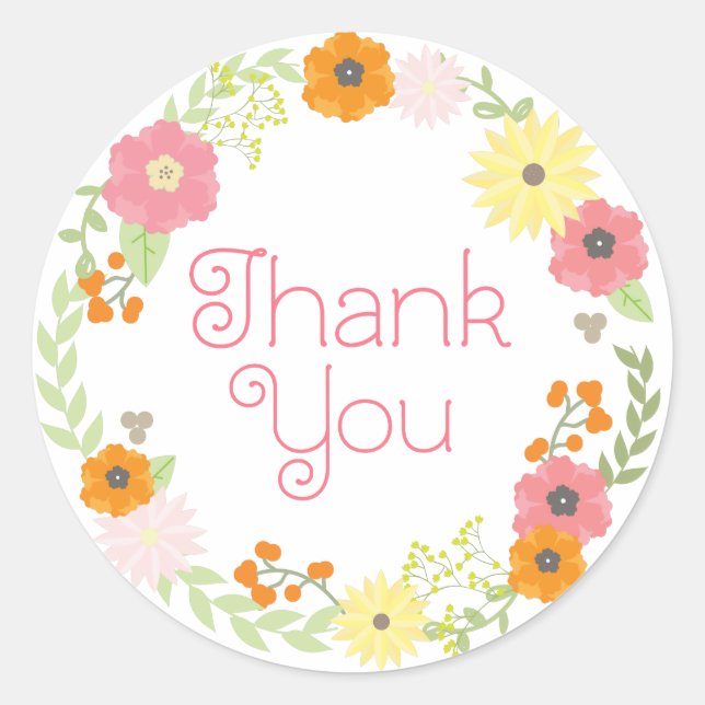 Sweet Flower Garden Gracias Pegatinas (Anverso)