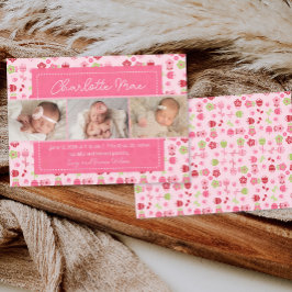 Sweet Garden Invitación de bebé rosada