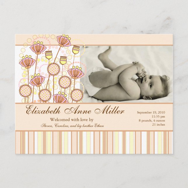 Sweet Groovy Blooms Baby Invitación (Anverso)