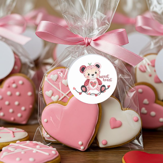 Sweet Heart Bear Classic Round Pegatina (Subido por el creador)