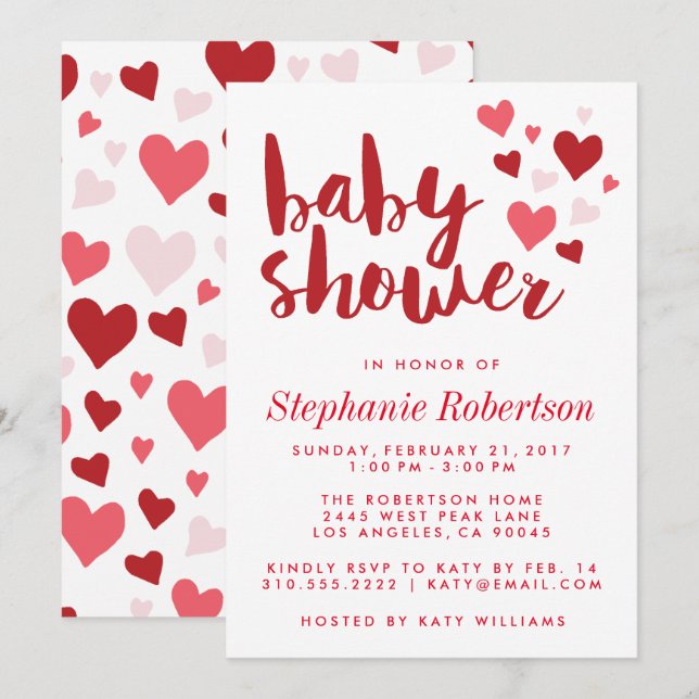 Sweet Hearts Elegante Invitación Baby Shower (Anverso / Reverso)