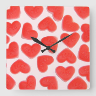 Sweet Hearts Pink reloj cuadrado