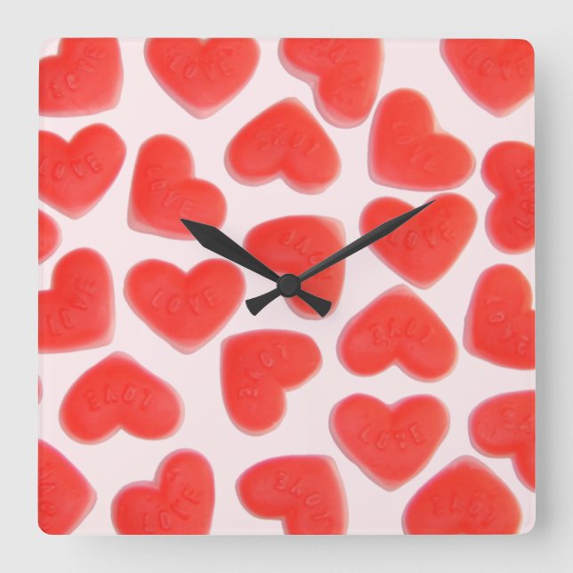 Sweet Hearts Pink reloj cuadrado (Anverso)