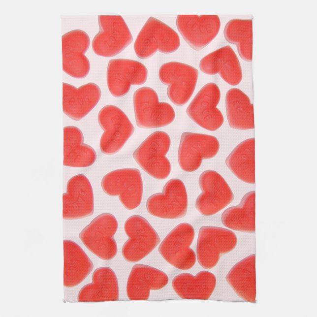 Sweet Hearts Toalla de cocina rosa (Vertical)