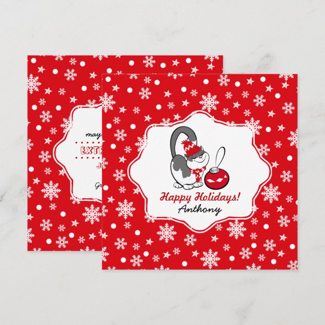 Sweet Kitty | Tarjetas de Navidad de nombres perso (Anverso / Reverso)