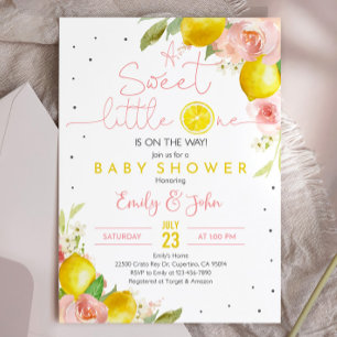 Sweet Little One Lemon Baby Shower Invitación Pink