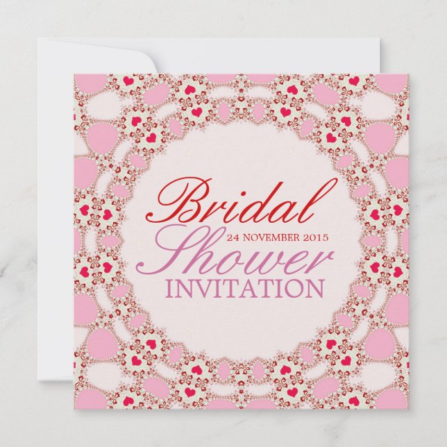 Sweet Love Hearts Lace Bridal Shower Invitación (Anverso)