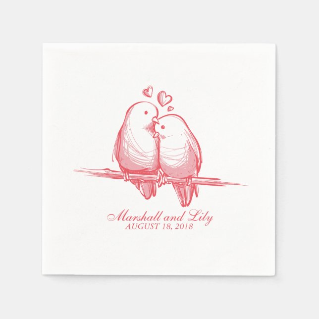 Sweet Lovebirds Valentine Boda | Servilleta (Anverso)