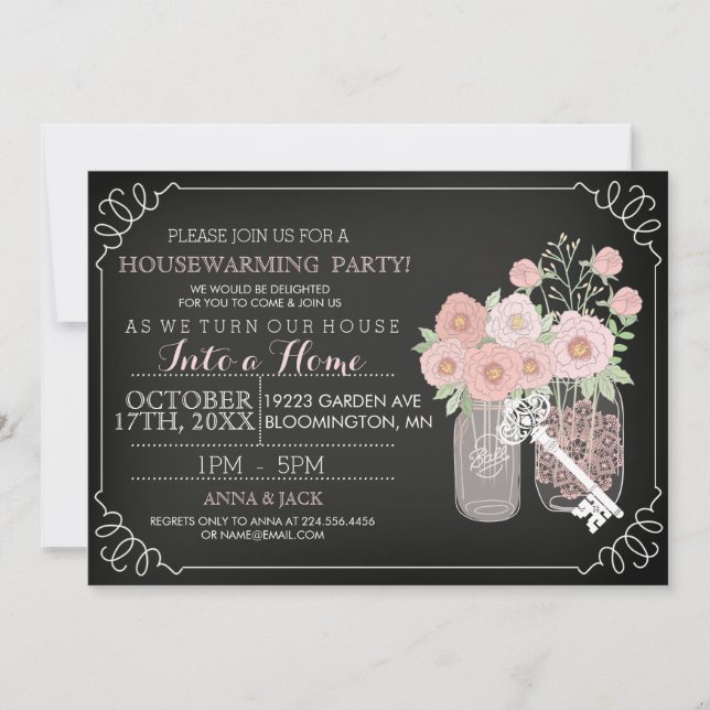 Sweet Mason Jar Chalkboard Invitación al calentami (Anverso)