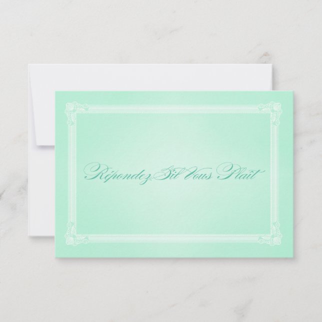 Sweet Mint Green Poster Style RSVP (Anverso)
