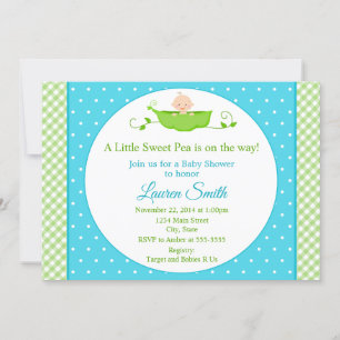 Sweet Pea Baby Shower Invitación Blue Boy Baby