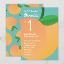 Sweet Peach First Birthday Cute Invitaciones