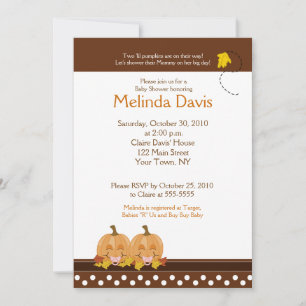 Sweet Pumpkins Mod Dot 5x7 Fall Invitación de Baby