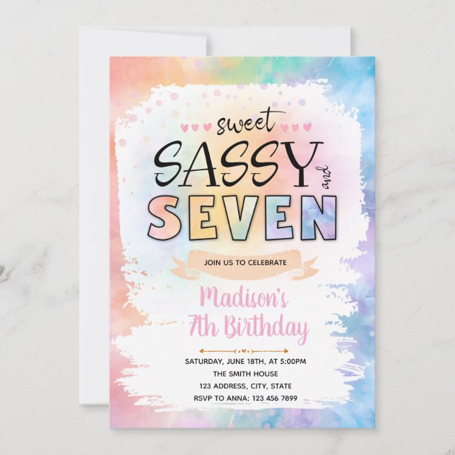 Sweet Sassy y la invitación de cumpleaños de siete (Anverso)