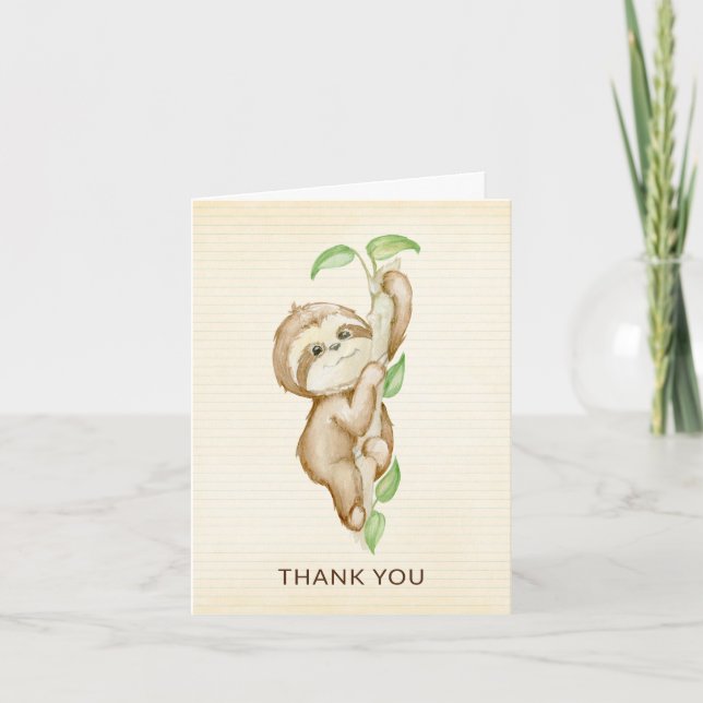 Sweet Sloth Animals Baby Shower Gracias Nota (Anverso)