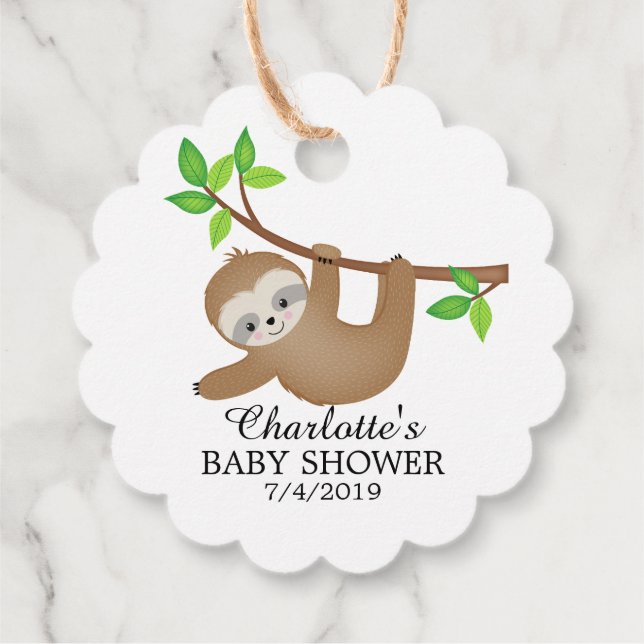 Sweet Sloth Baby Shower Favor Gift Etiqueta (Reverso)