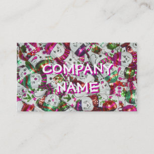 Sweet Snowmen Pink tarjeta de negocios texto delan