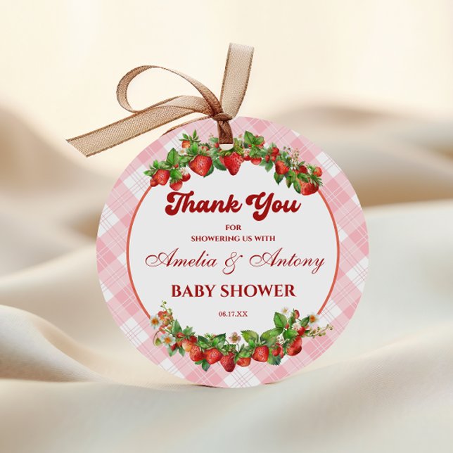 Sweet Strawberry Gracias Etiqueta por Baby Shower (Subido por el creador)