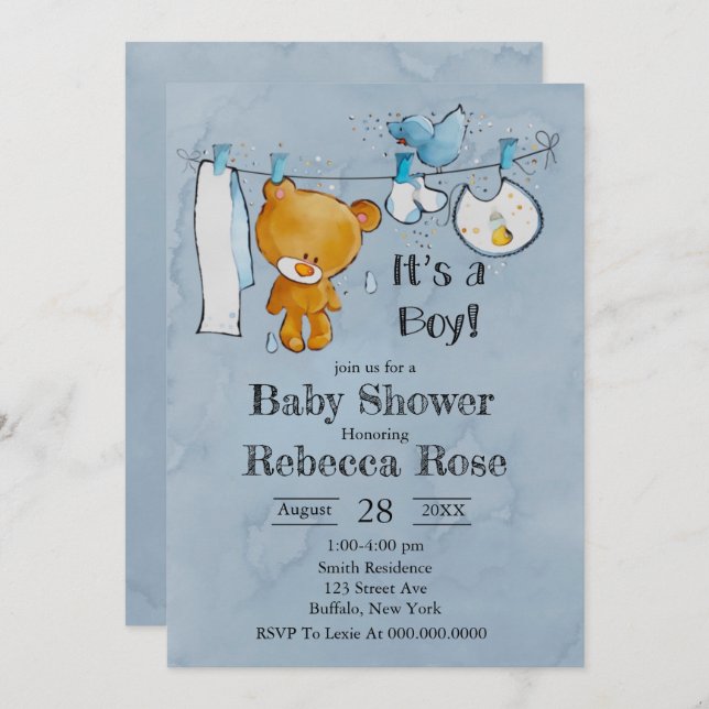 Sweet Teddy Bear Es un niño Baby Shower (Anverso / Reverso)
