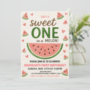 Sweet Watermelon Invitación de primer cumpleaños