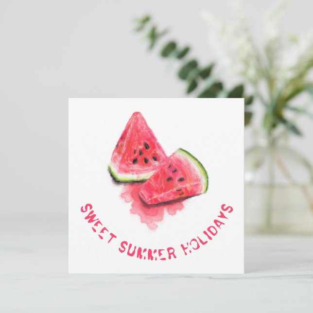 Sweet Watermelon Summer Holiday Card Personalizado (Anverso de pie)